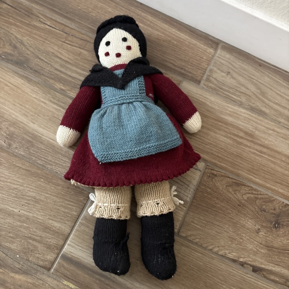 Handmade Knit Grand Mere Grandma Doll Soft Primitive Knickers Apron Bonnet 19"